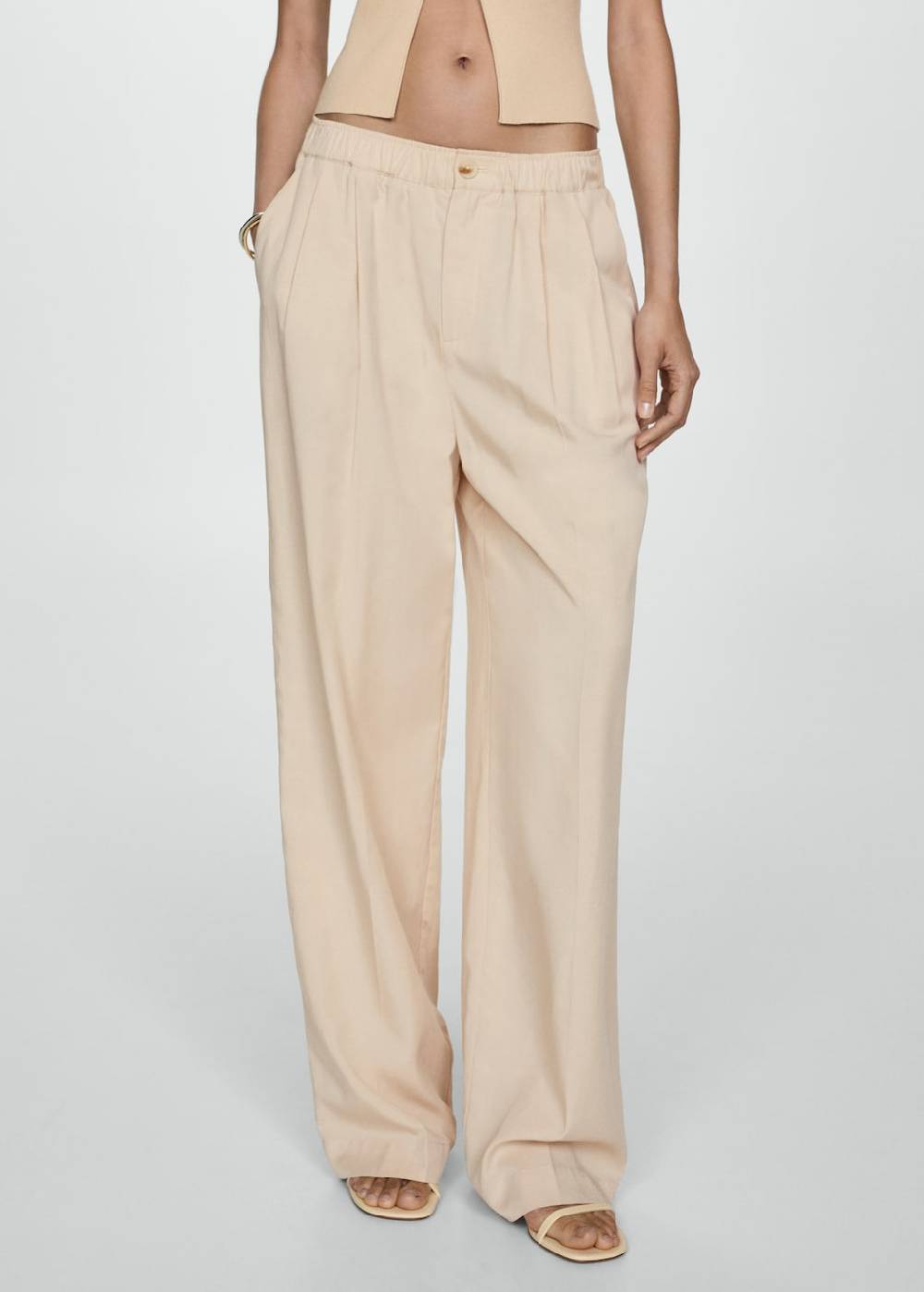 Mango Lyocell-Hose mit Faltendetails Günstig kaufen