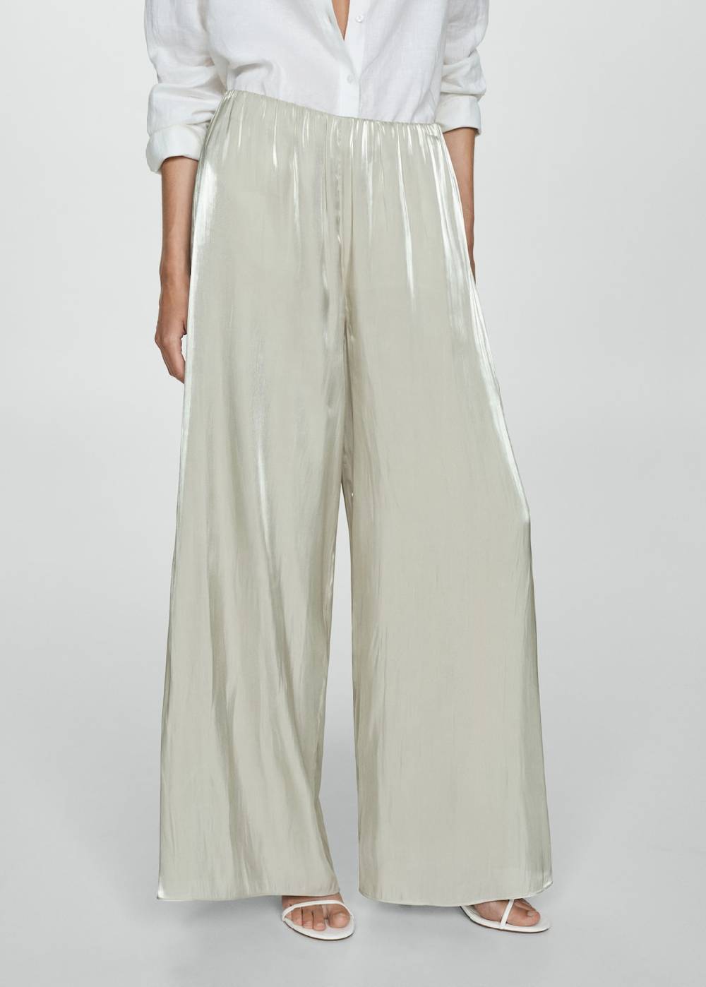 Mango Fließende Satinhose Neueste Mode