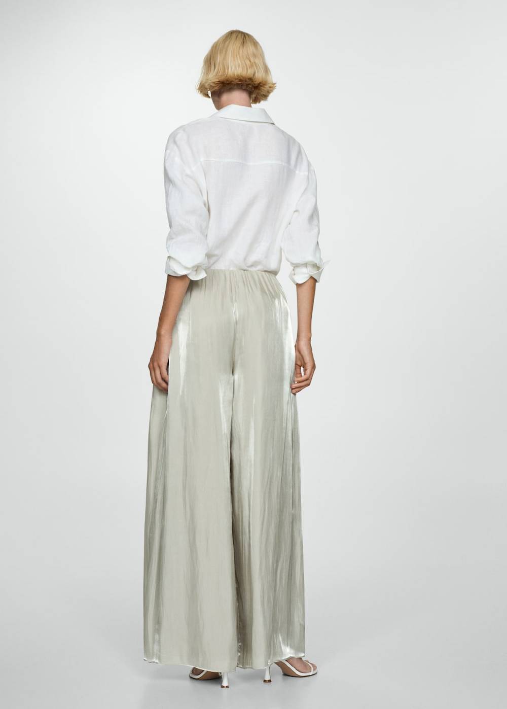 Mango Fließende Satinhose Neueste Mode