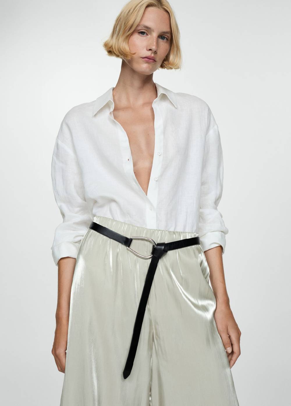 Mango Fließende Satinhose Neueste Mode