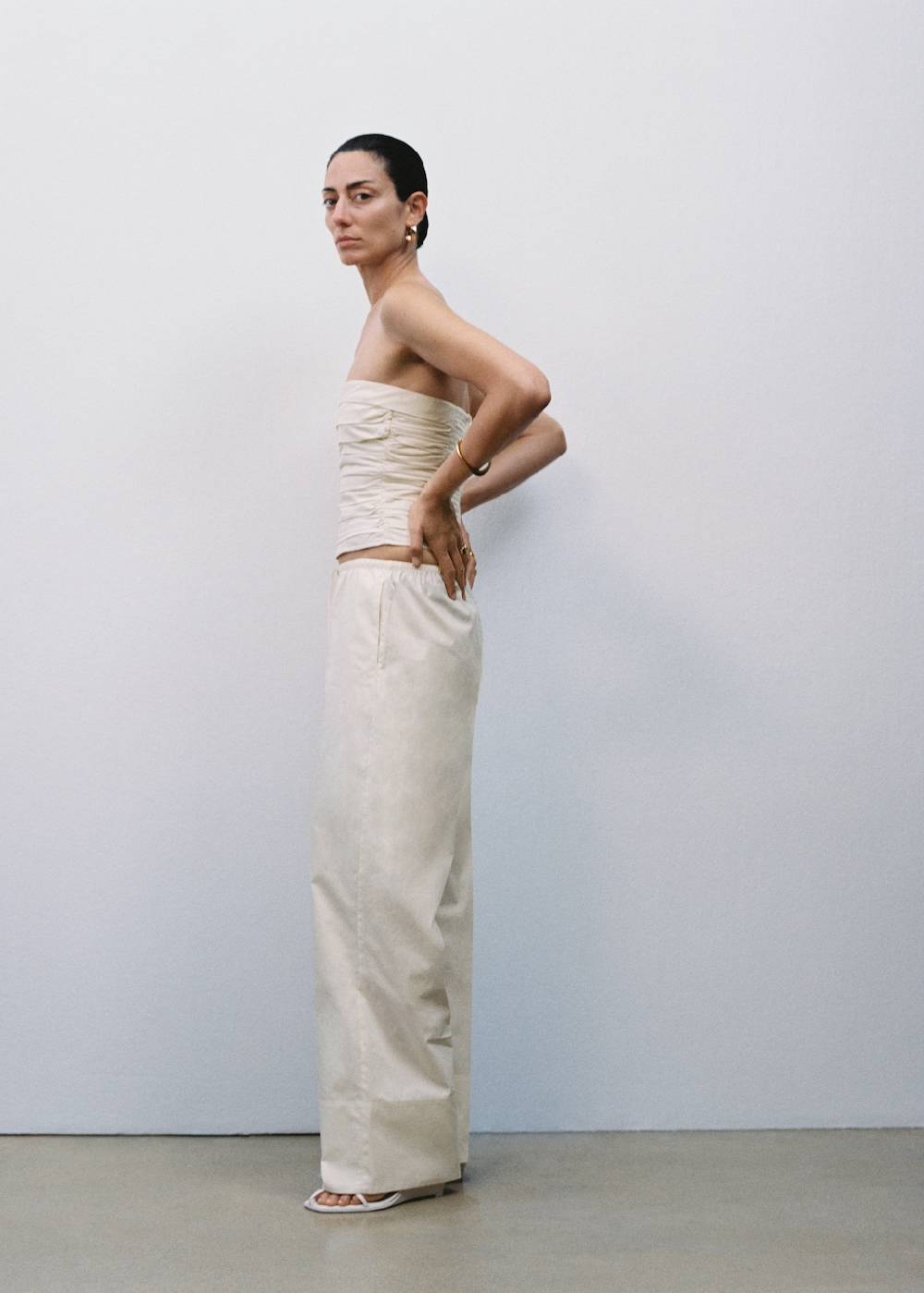 Mango Wideleg-Baumwollhose Große Rabatte