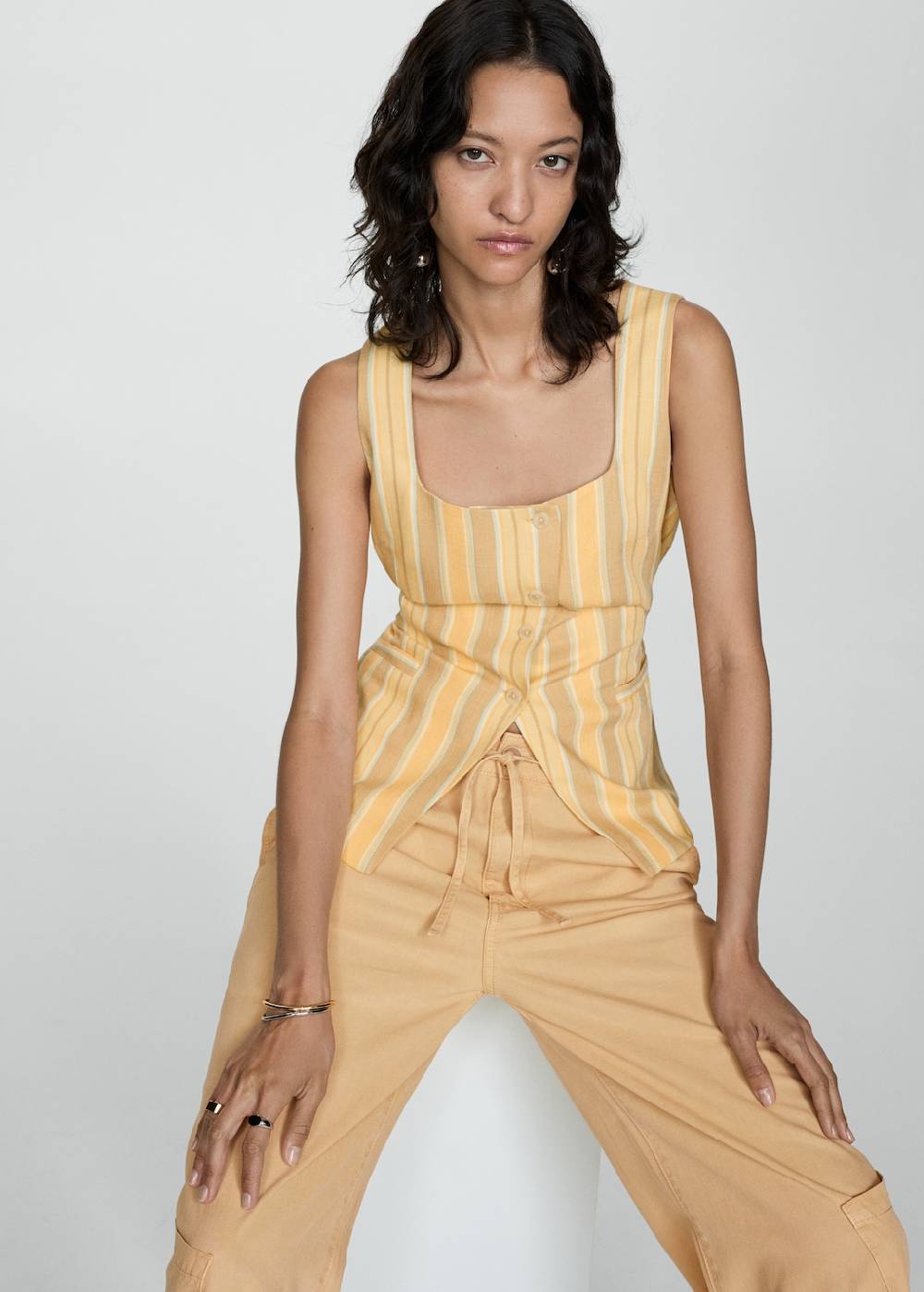 Mango Wideleg-Hose aus Lyocell Riesige Ersparnisse