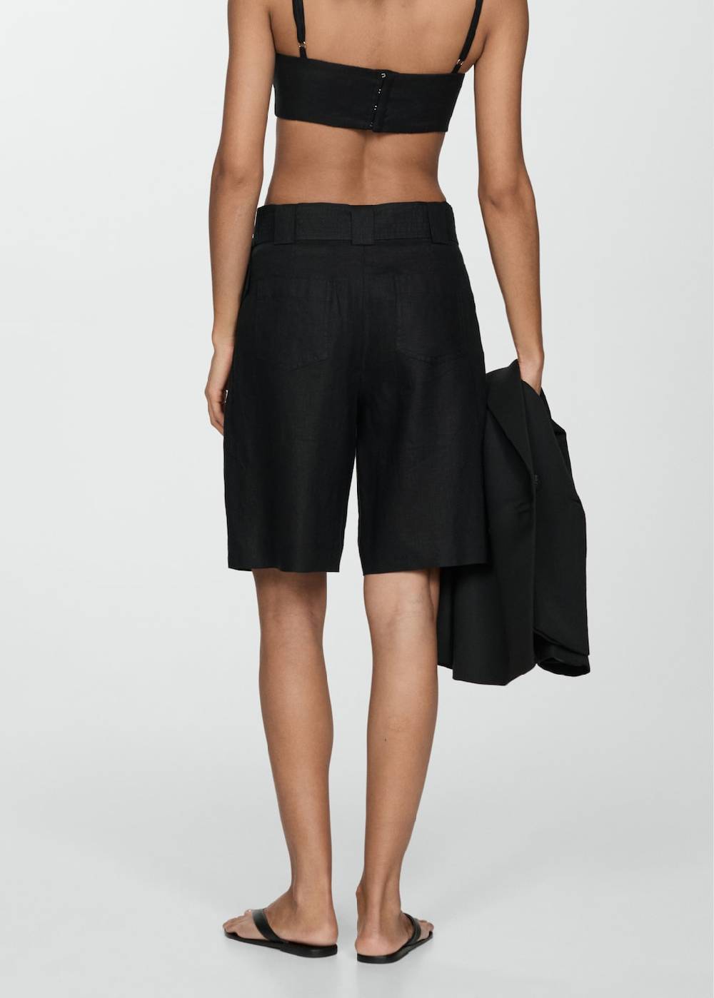 Mango Bermudashorts aus 100 % Leinen mit Gürtel Sonderangebot der Fabrik