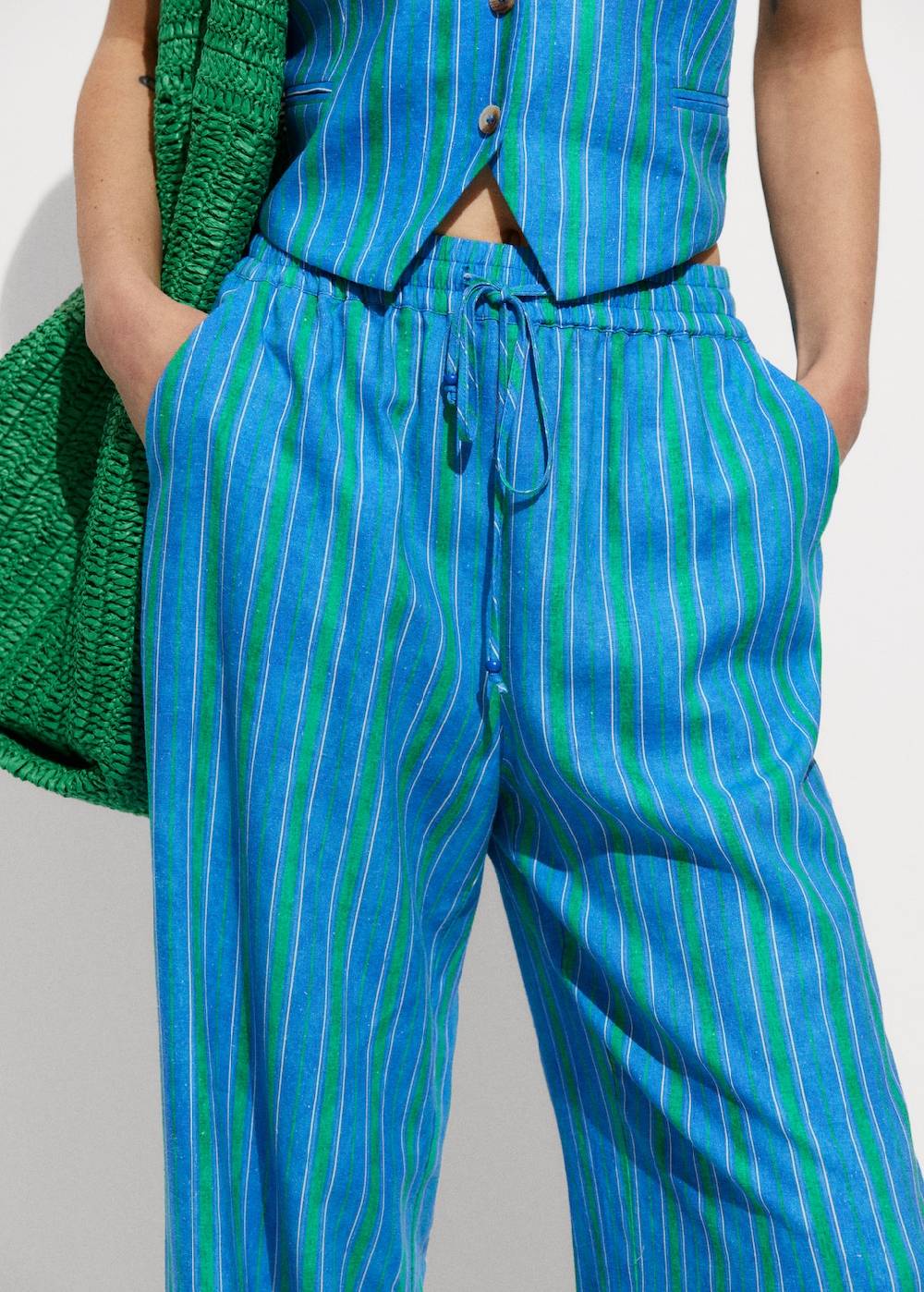 Mango Leinenhose mit Streifenmuster Clearance-Verkauf