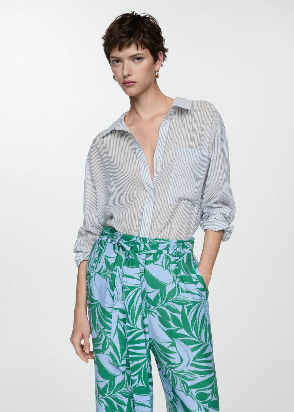 Mango Gemusterte Hose mit Schleife Kostenloser Versand international