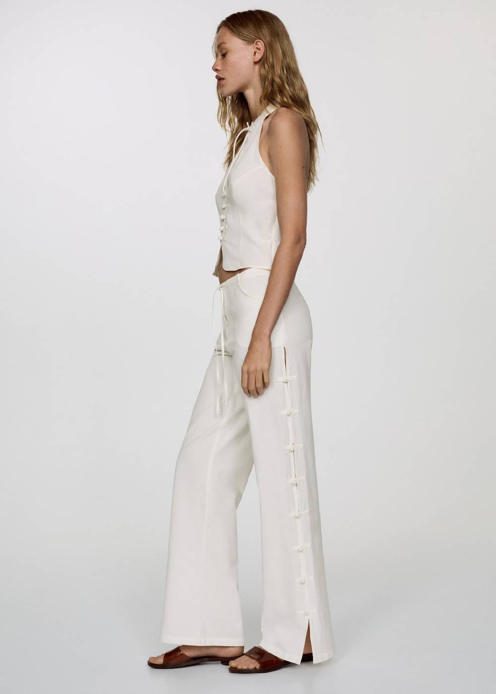 Mango Wideleg-Hose mit Knöpfen Vatertagsangebot