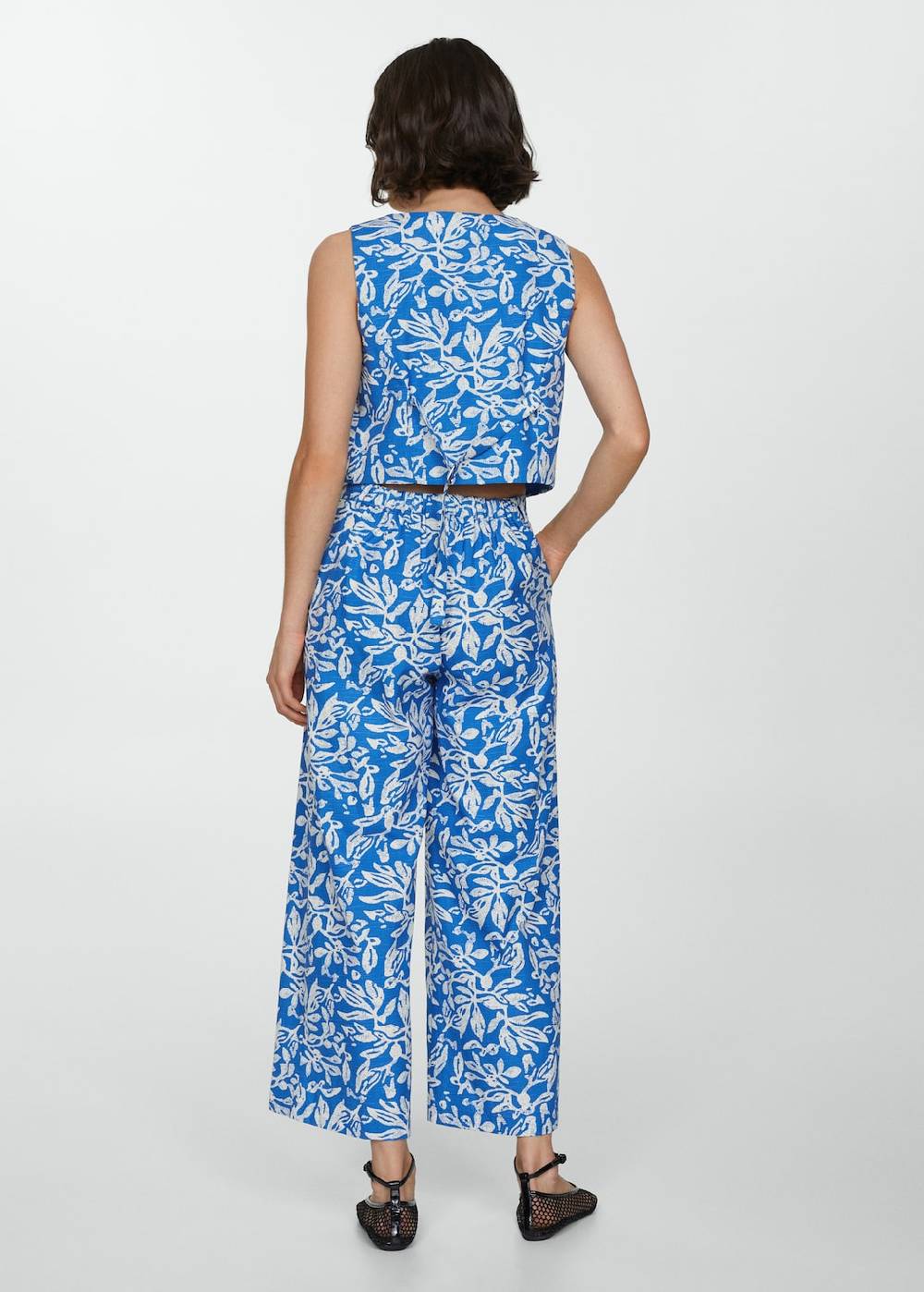 Mango Gemusterte Wideleg-Hose Valentinstagsangebot