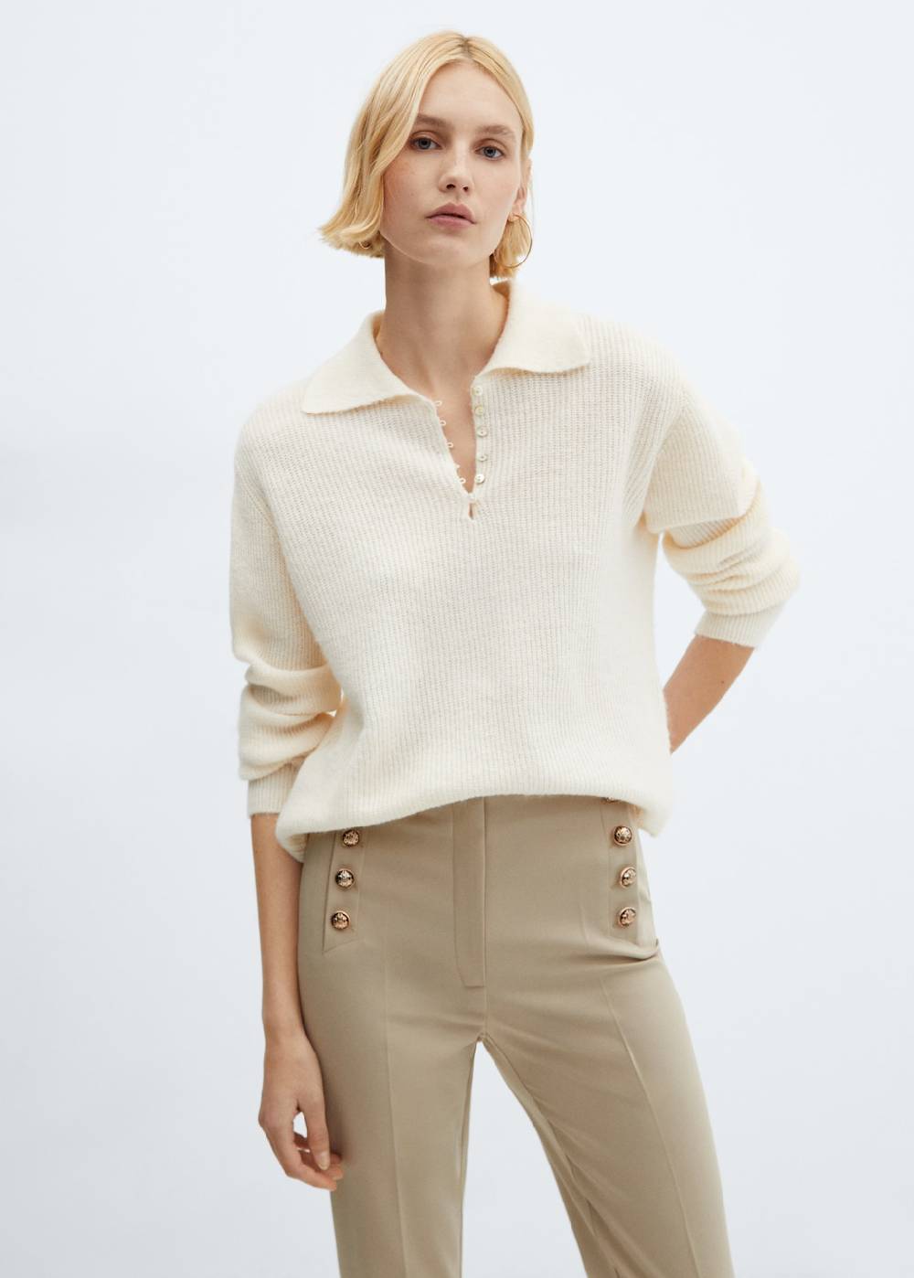Mango Crop-Hose mit Knöpfen Jubiläumsangebot