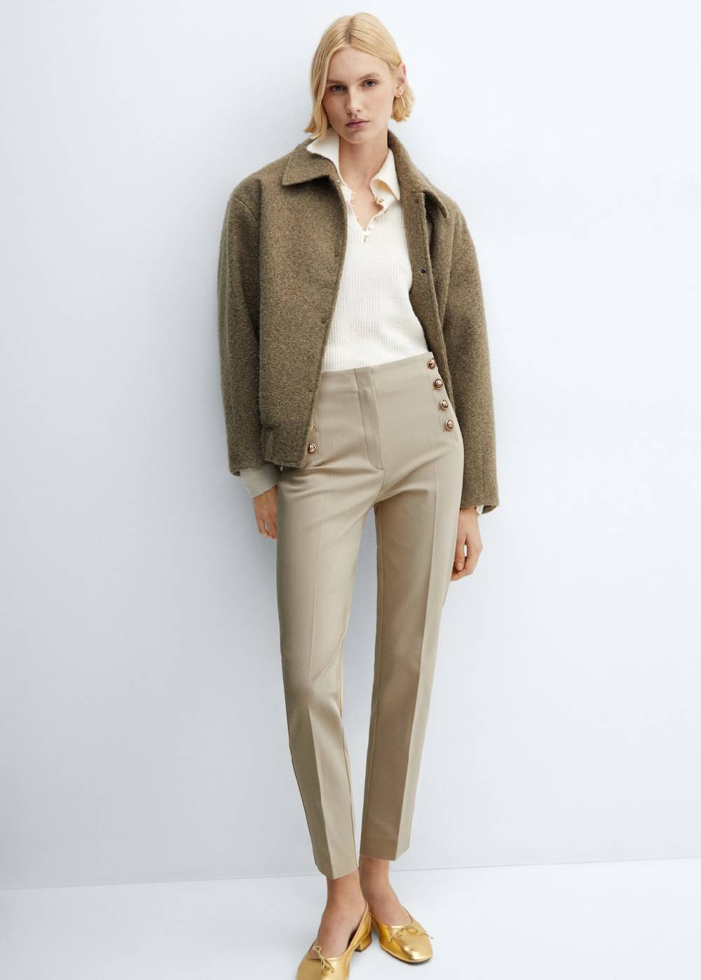 Mango Crop-Hose mit Knöpfen Jubiläumsangebot