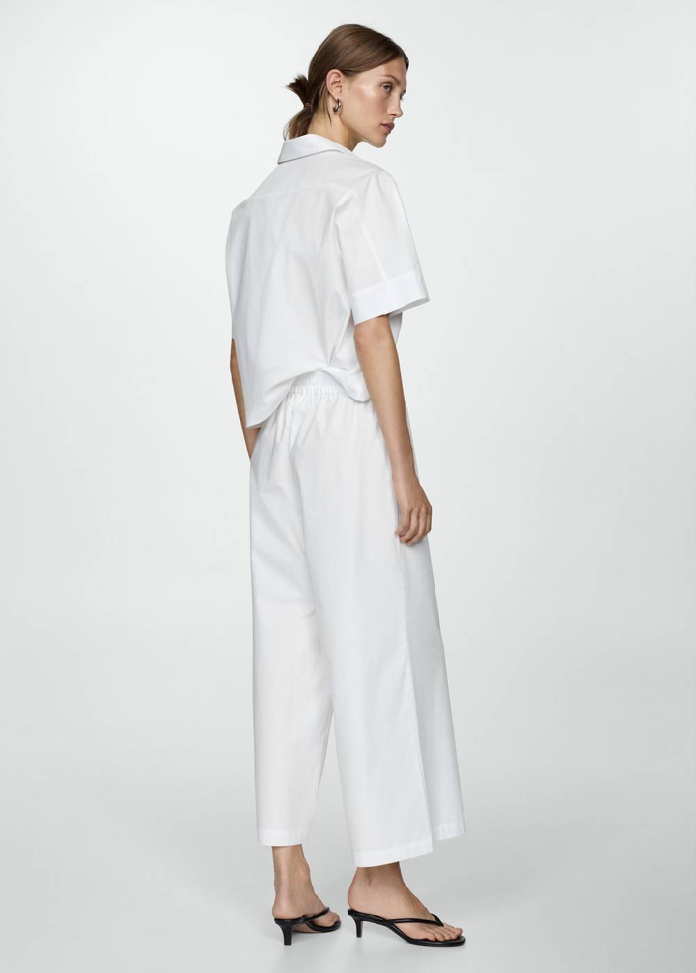 Mango Wideleg-Baumwollhose Lagerräumung