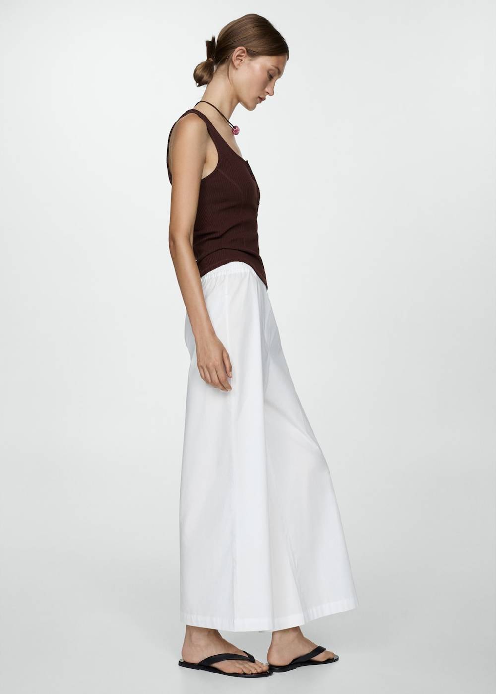 Mango Wideleg-Baumwollhose Lagerräumung