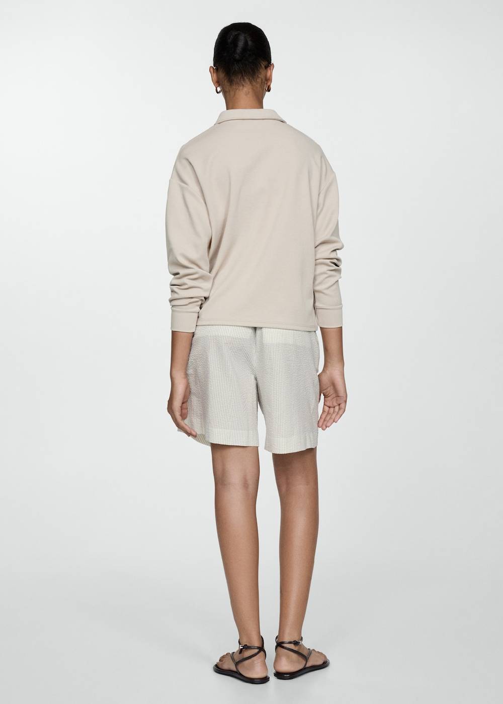 Mango Gestreifte Baumwoll-Bermudas Top Angebot