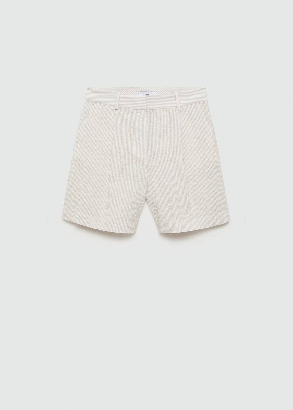 Mango Gestreifte Baumwoll-Bermudas Top Angebot