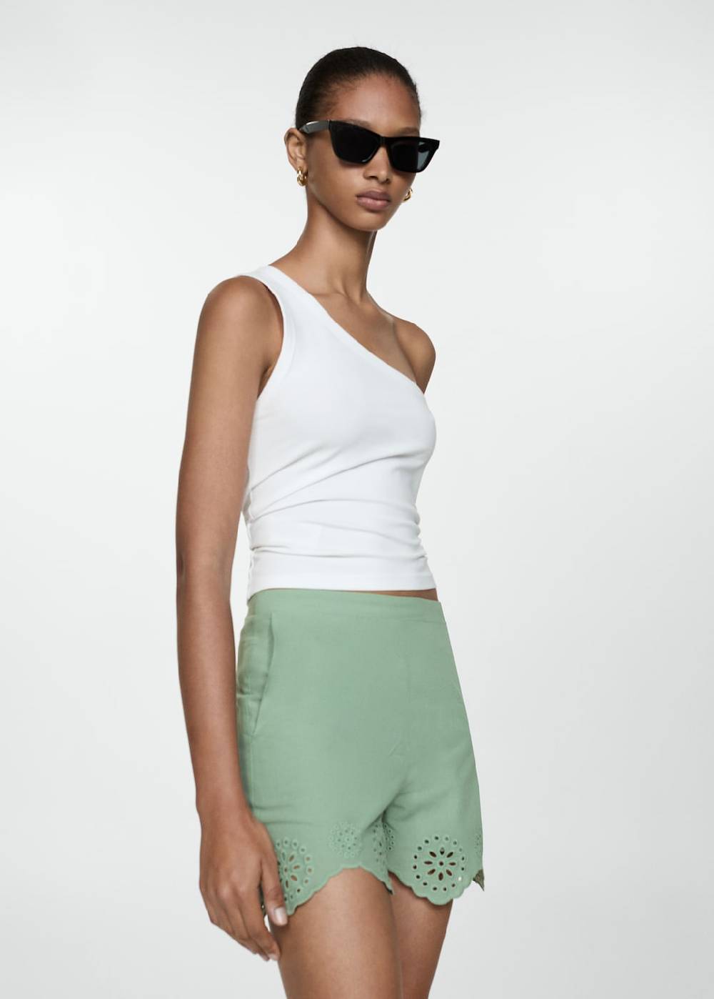 Mango Bestickte Lochstrick-Shorts Bis zu 65% Rabatt