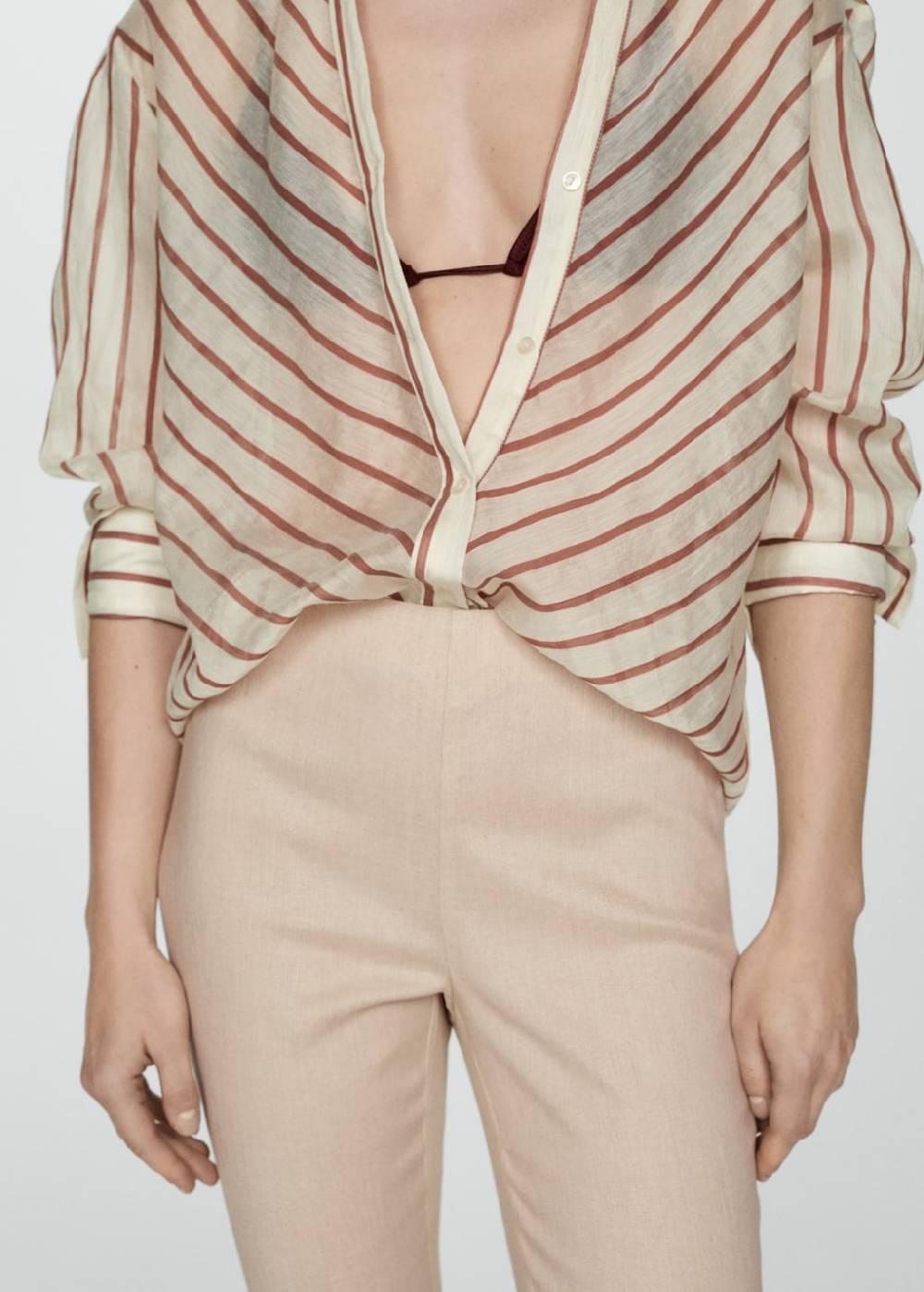 Mango Flared-Hose aus Leinen Sonderangebot der Fabrik