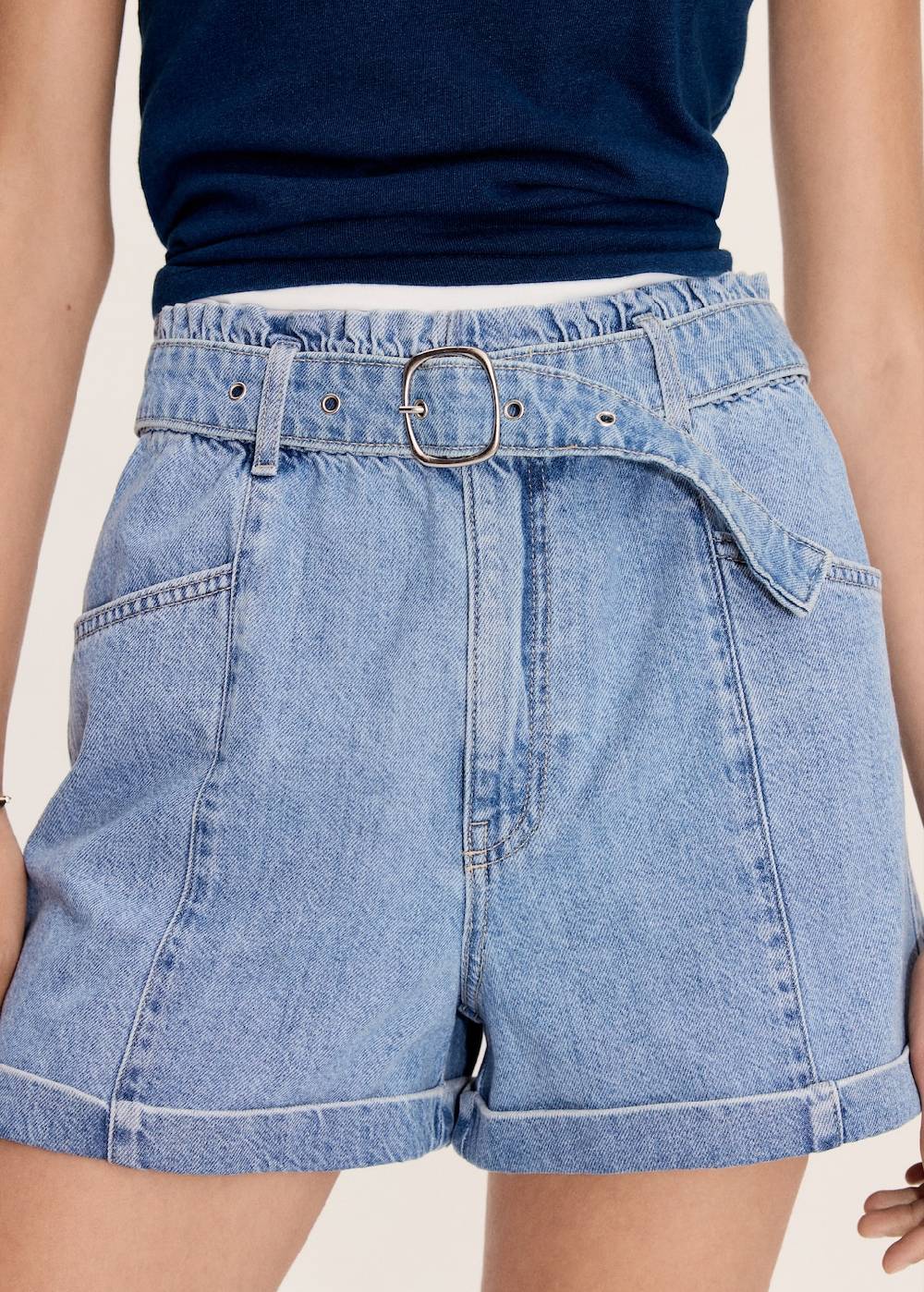 Mango Jeans-Shorts mit Gürtel Fabrikpreis