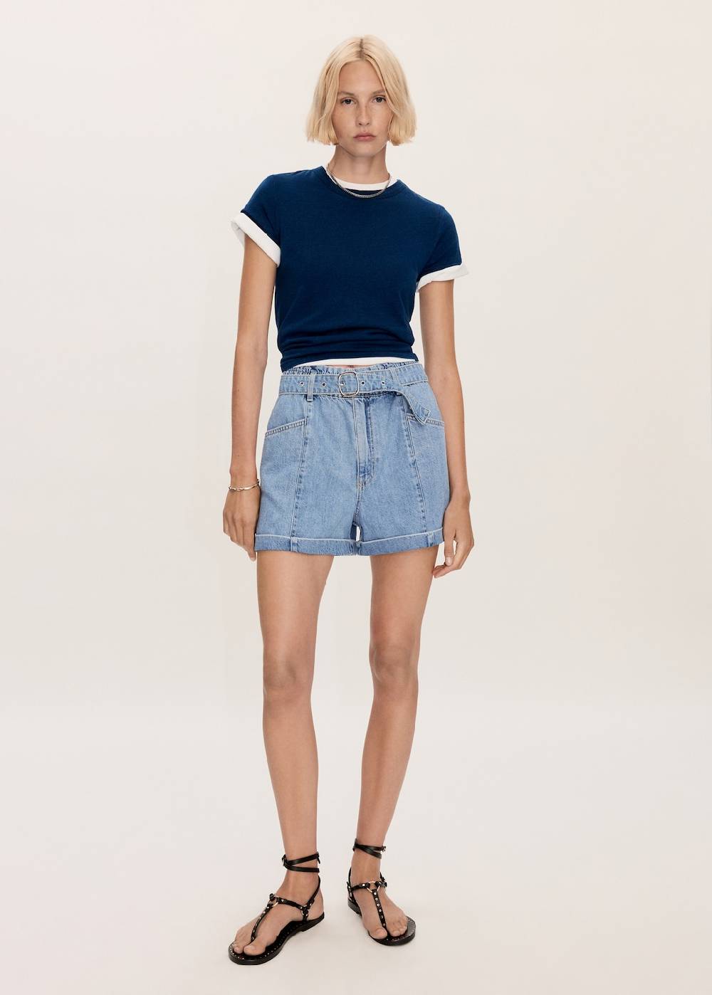 Mango Jeans-Shorts mit Gürtel Fabrikpreis