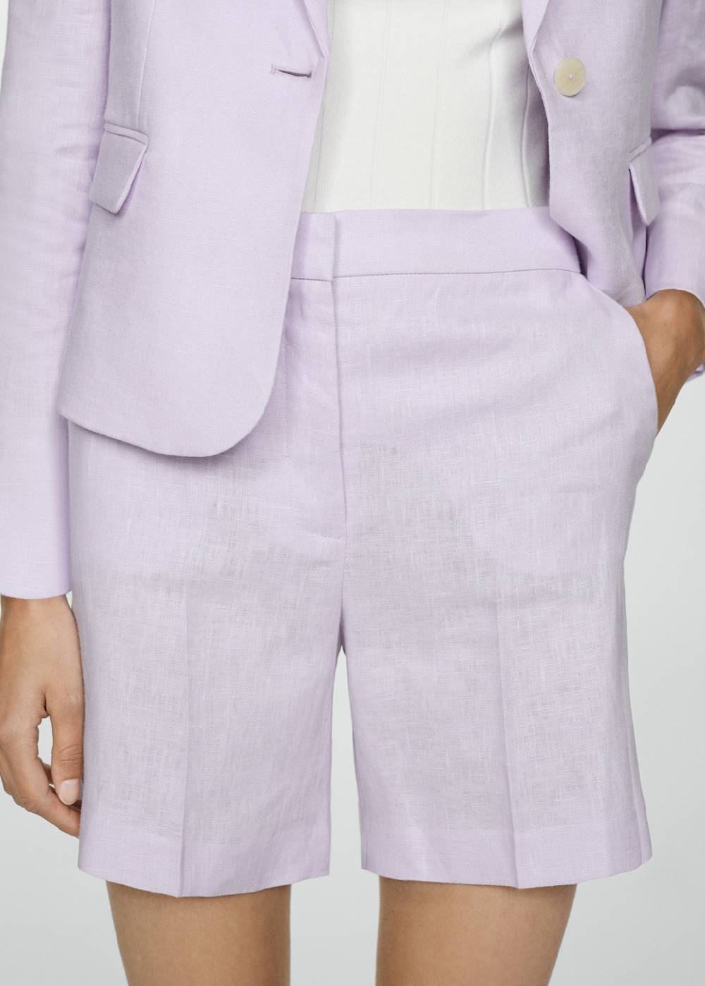 Mango Gerade Shorts aus 100 % Leinen Saisonschlussverkauf