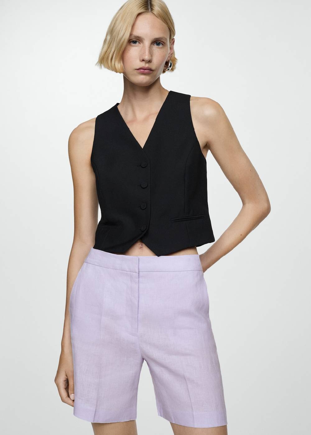 Mango Gerade Shorts aus 100 % Leinen Saisonschlussverkauf
