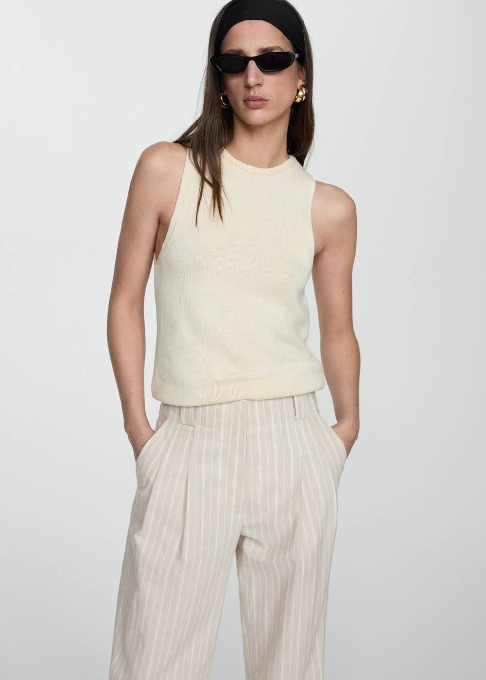Mango Gerade geschnittene Streifenhose Top Angebot