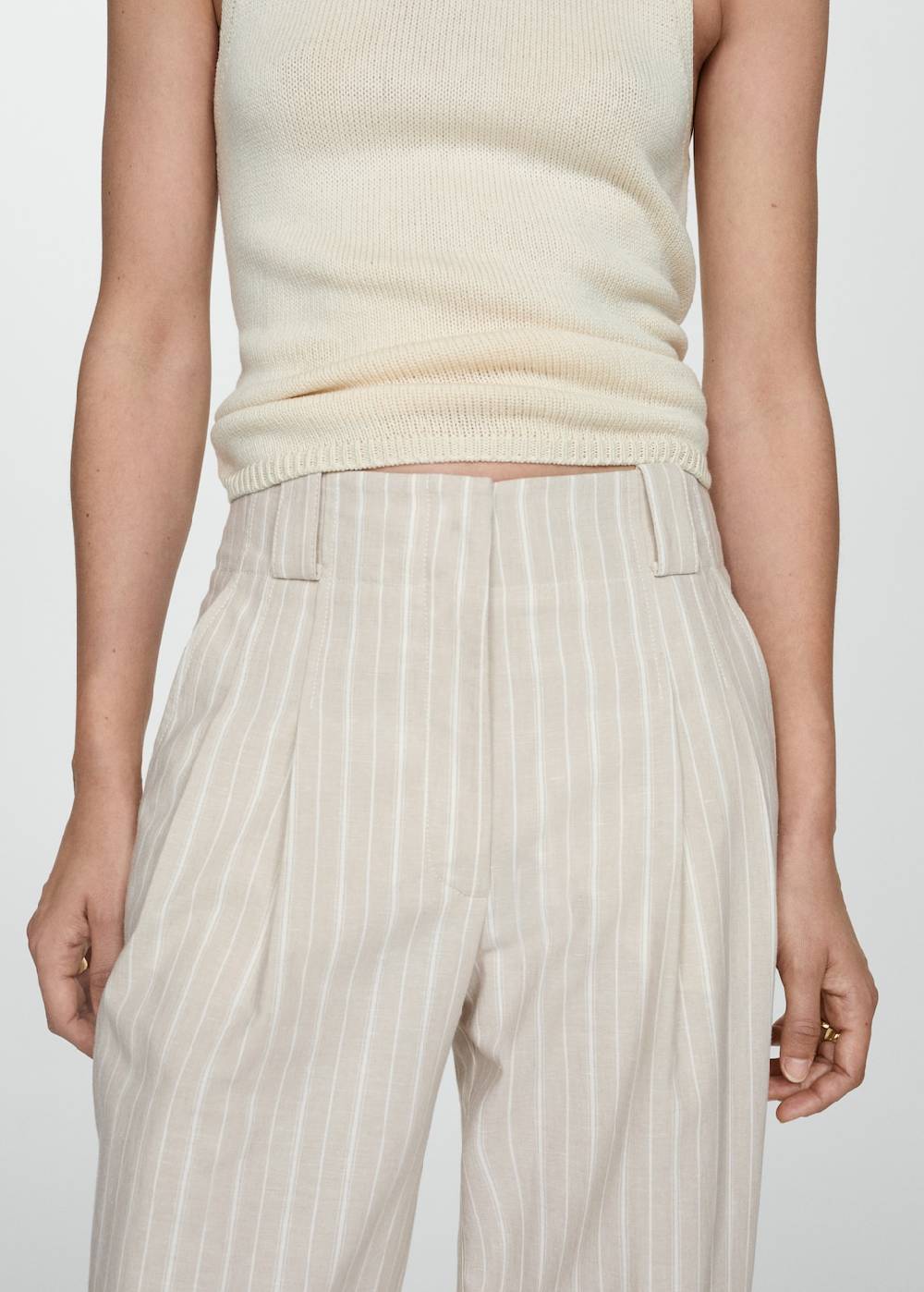 Mango Gerade geschnittene Streifenhose Top Angebot