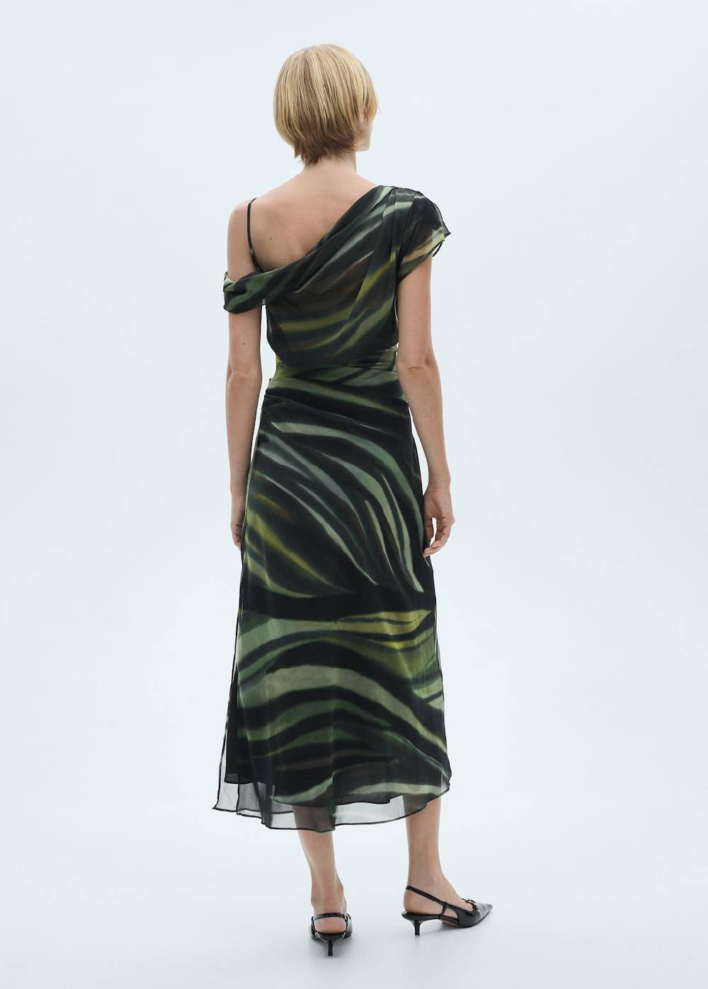 Mango Gemustertes Kleid mit drapierten Details VIP-Rabatte