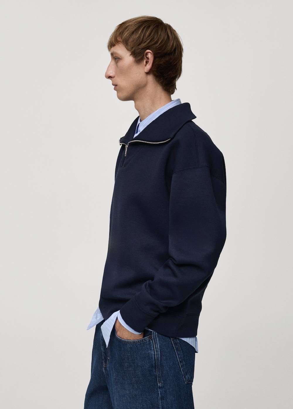 Mango Baumwoll-Sweatshirt mit Zip-Kragen Begrenzt auf 3 Tage
