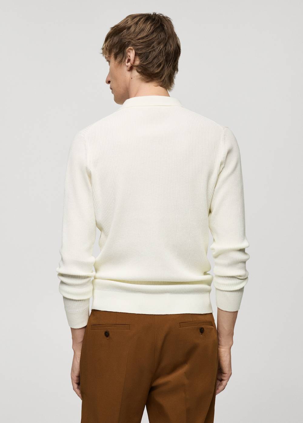 Mango Geripptes Poloshirt aus Baumwollgemisch Schlussverkauf