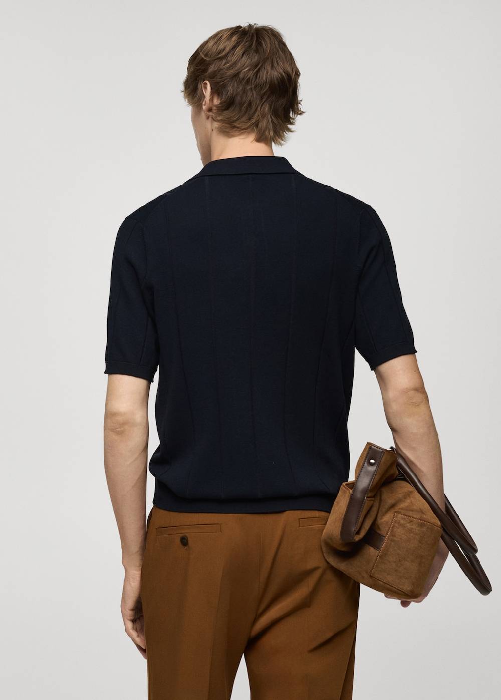 Mango Feinstrick-Poloshirt mit Rippmuster Günstiger Verkauf