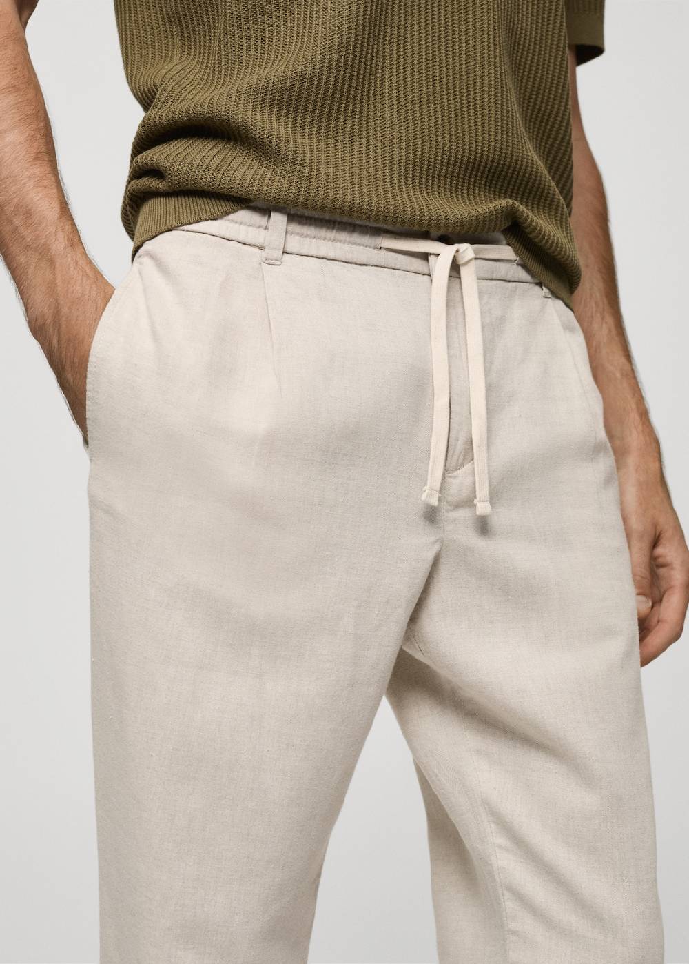 Mango Slim Fit-Leinenhose mit Kordel Meist gekauft