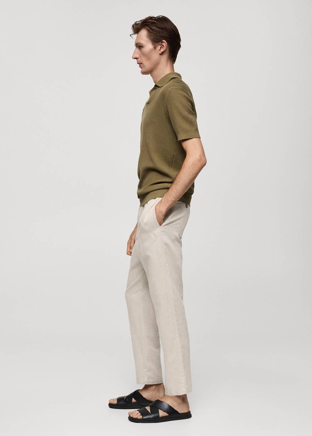 Mango Slim Fit-Leinenhose mit Kordel Meist gekauft