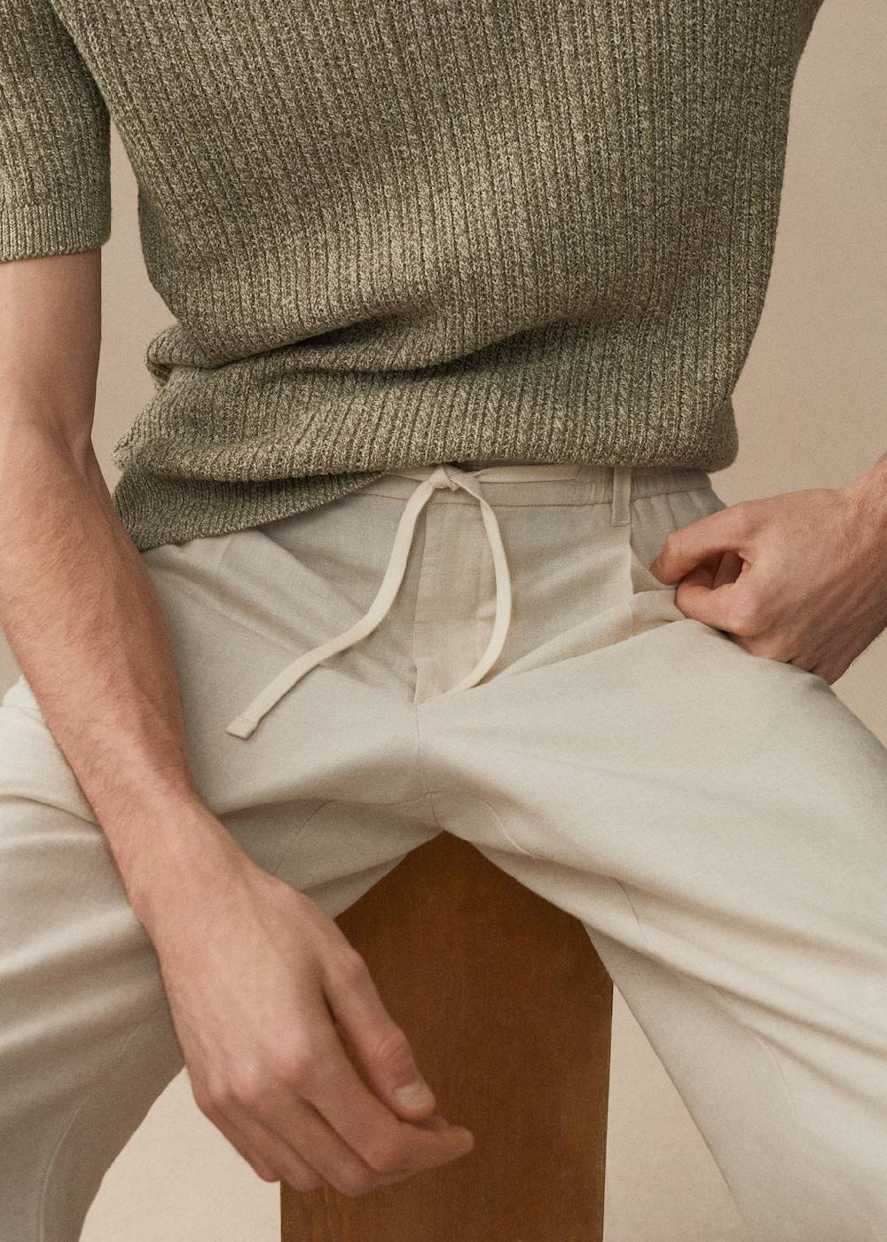 Mango Slim Fit-Leinenhose mit Kordel Meist gekauft