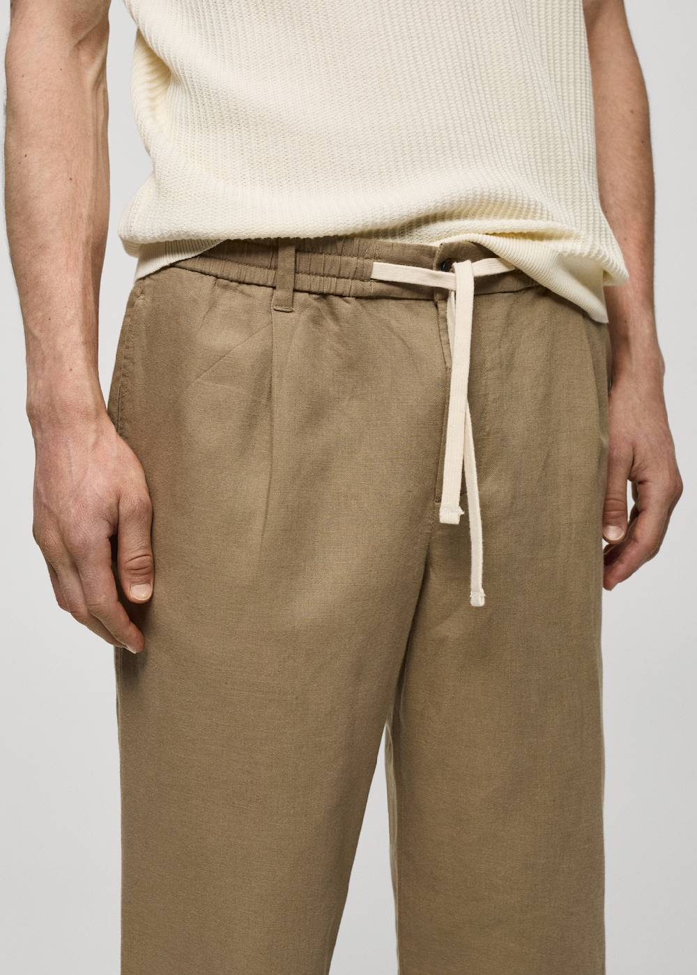 Mango Slim Fit-Leinenhose mit Kordel Online Shopping