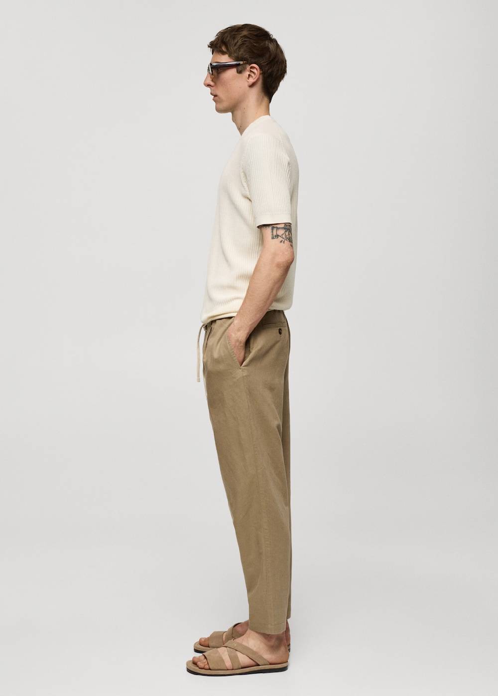 Mango Slim Fit-Leinenhose mit Kordel Online Shopping