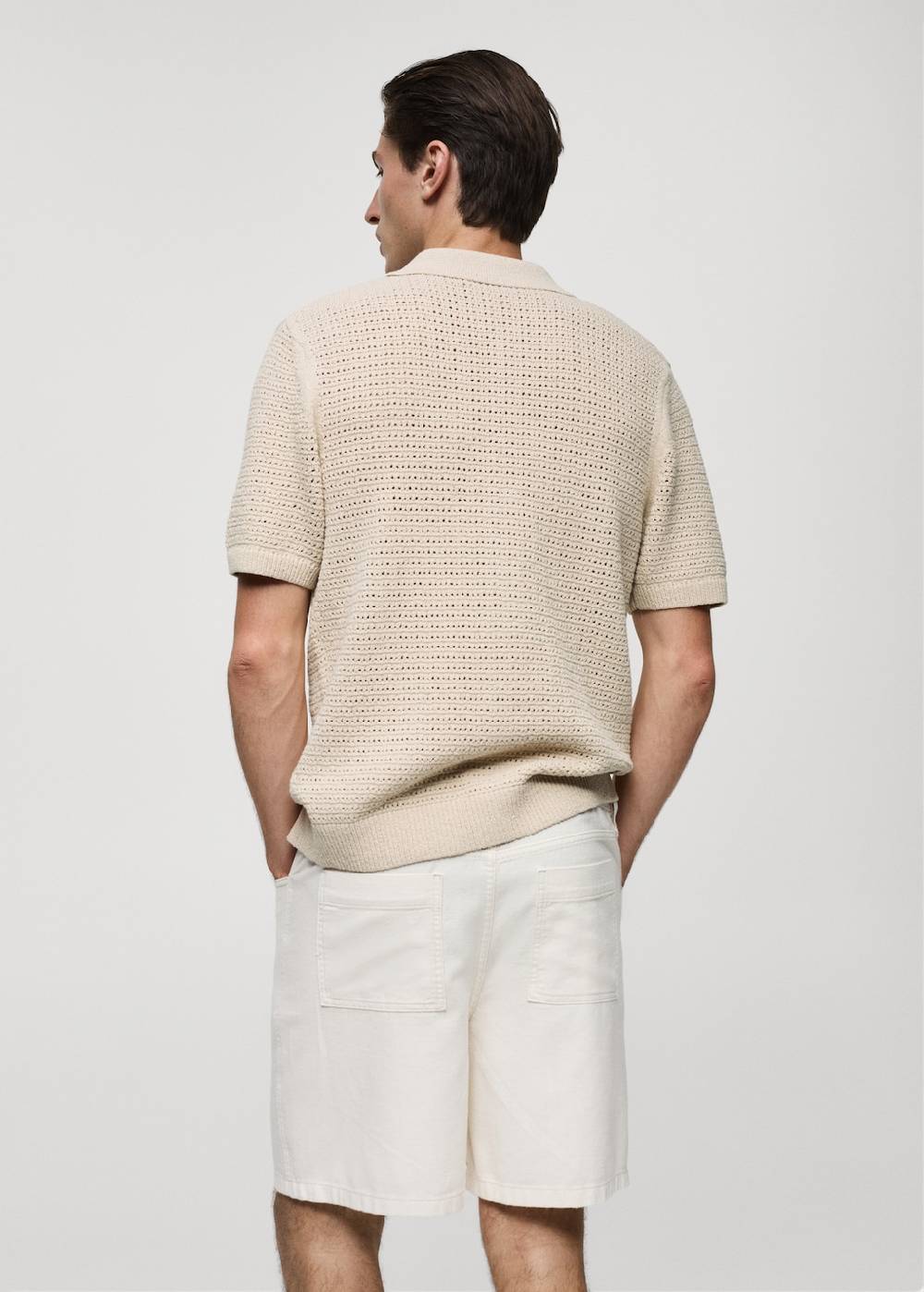 Mango Geknöpftes Strick-Poloshirt mit Lochmuster Preisnachlass