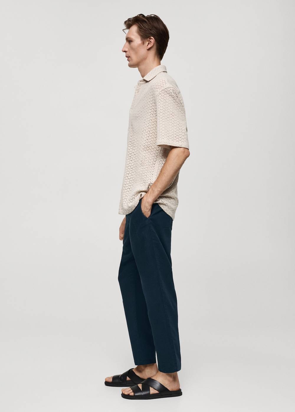 Mango Slim Fit-Leinenhose mit Kordel Valentinstagsangebot