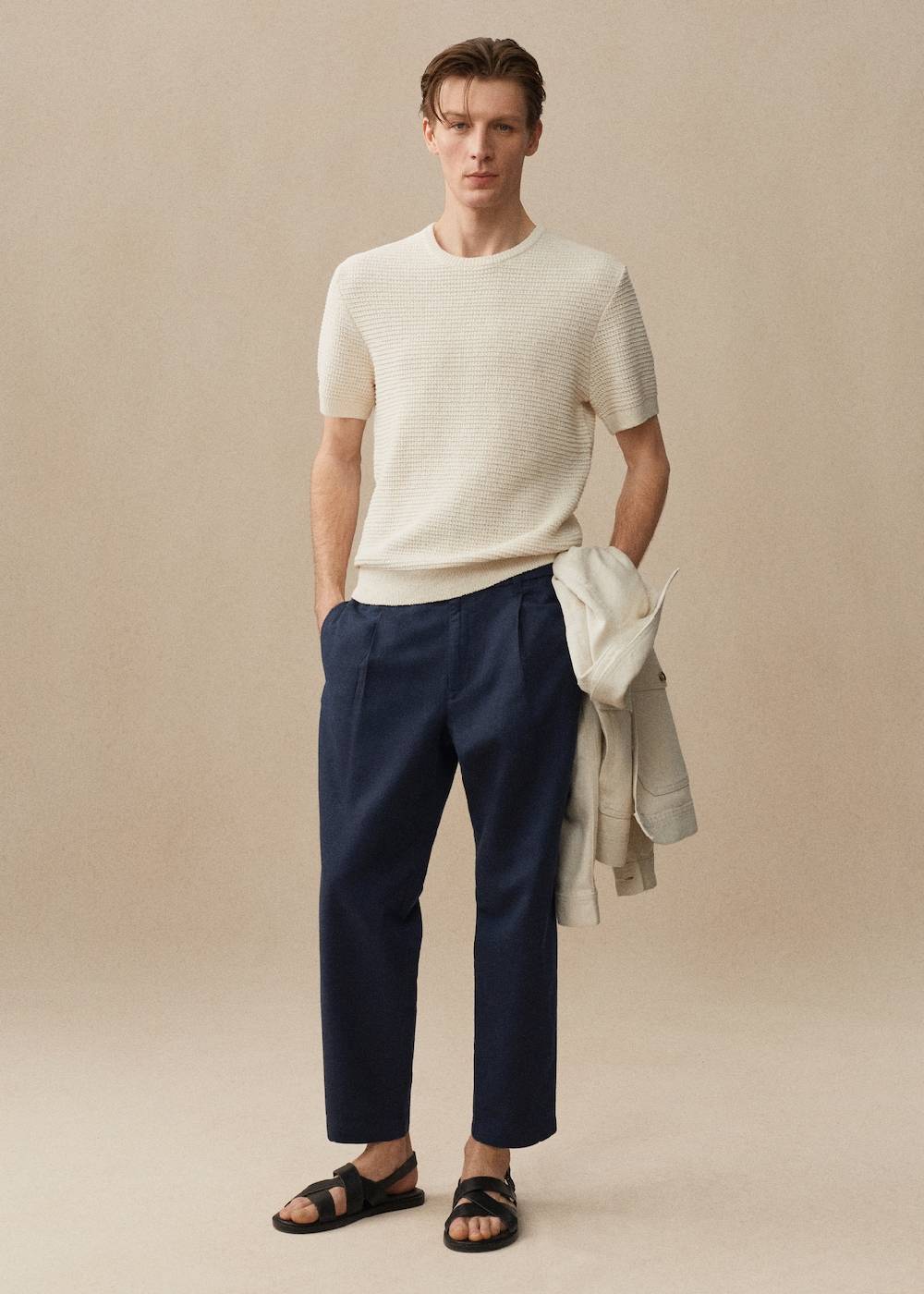 Mango Slim Fit-Leinenhose mit Kordel Valentinstagsangebot