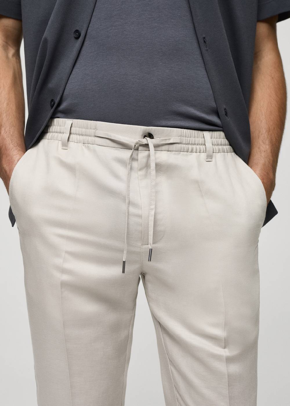 Mango Leinen-Tencel-Hose mit Kordelzug Top Angebot