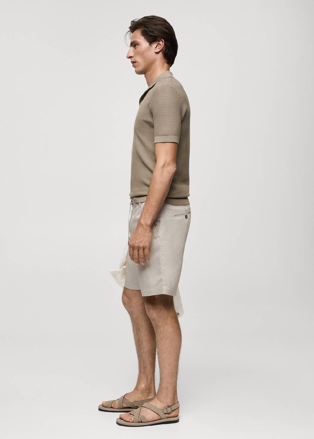 Mango Leinen-Bermudashorts aus Tencel mit Kordelzug Zeitlich begrenztes Angebot