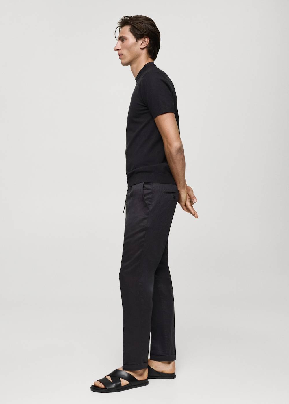 Mango Leinen-Tencel-Hose mit Kordelzug Räumungsverkauf