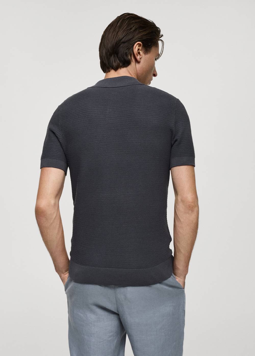 Mango Poloshirt aus Baumwolle mit Tencel in Flechtoptik Begrenzte Freigabe
