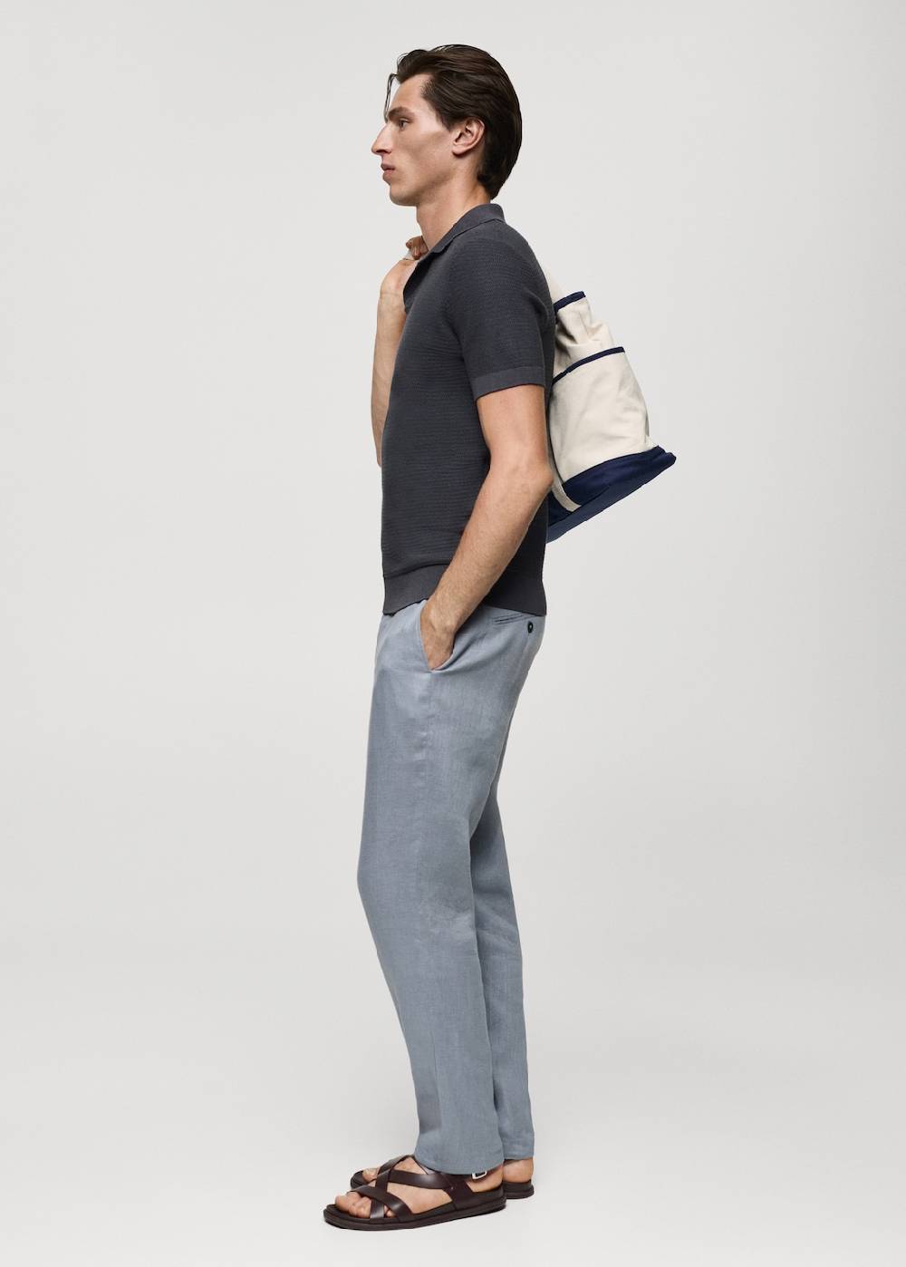 Mango Poloshirt aus Baumwolle mit Tencel in Flechtoptik Begrenzte Freigabe