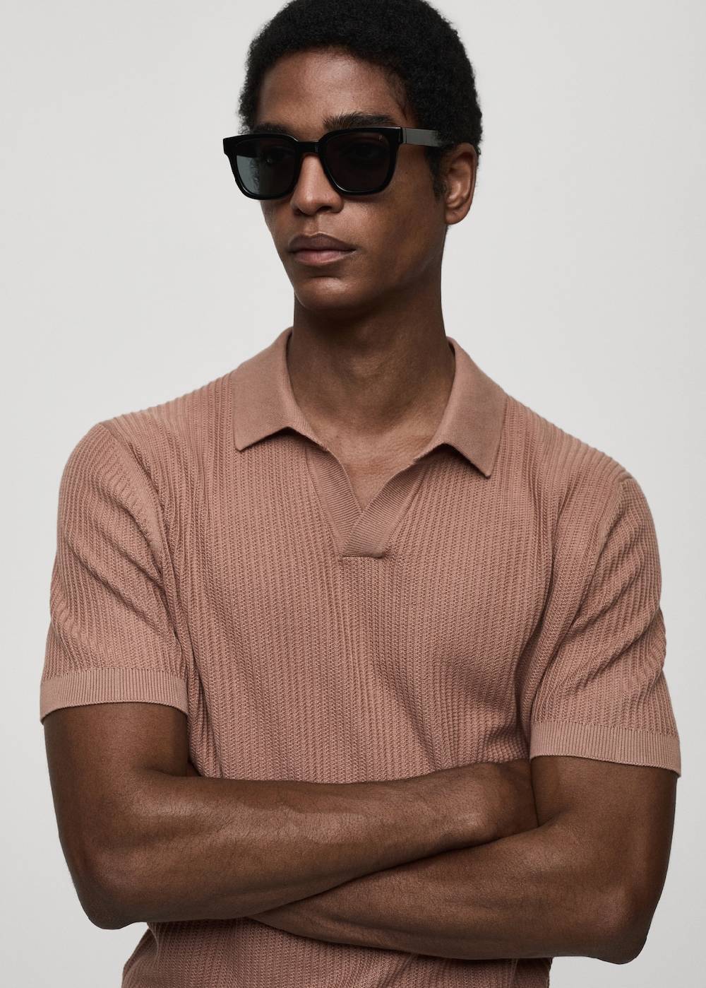 Mango Geripptes Strick-Poloshirt aus Baumwolle Bis zu 55% Rabatt