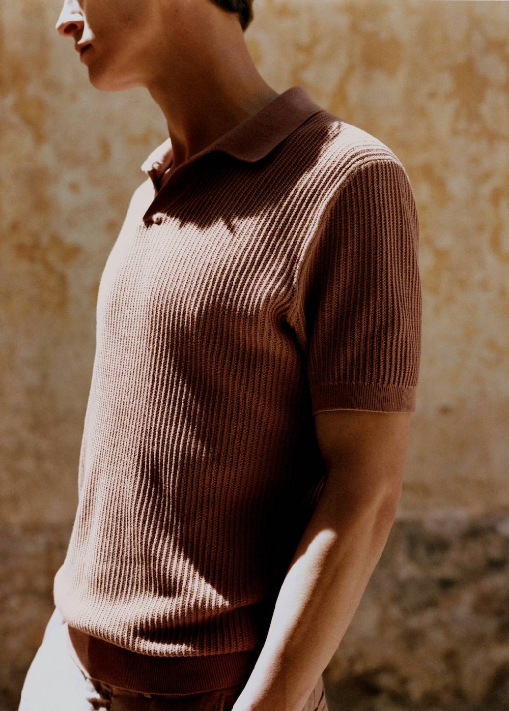 Mango Geripptes Strick-Poloshirt aus Baumwolle Bis zu 55% Rabatt