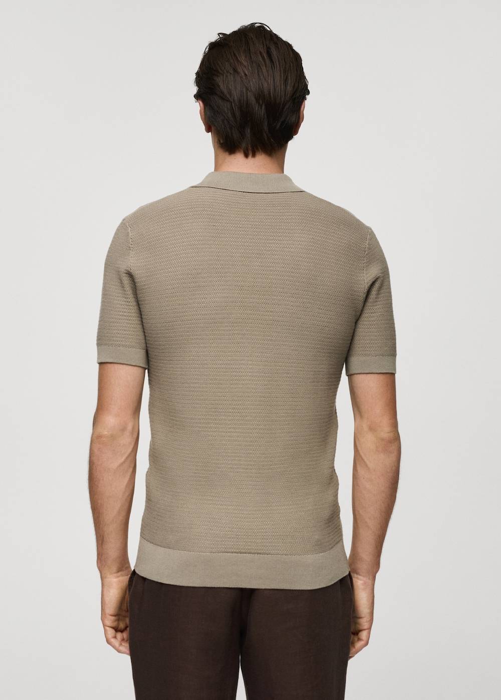 Mango Poloshirt aus Baumwolle mit Tencel in Flechtoptik Riesige Rabatte