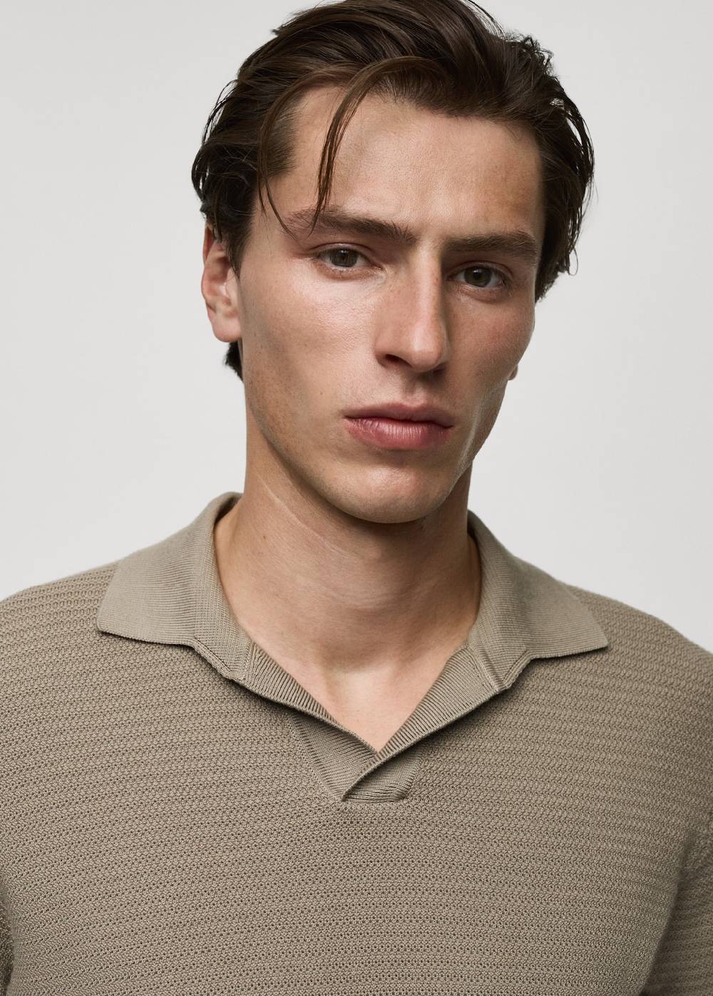 Mango Poloshirt aus Baumwolle mit Tencel in Flechtoptik Riesige Rabatte