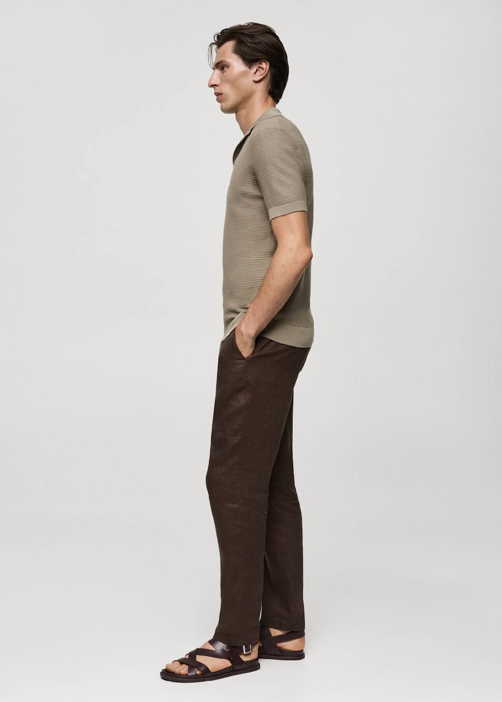 Mango Poloshirt aus Baumwolle mit Tencel in Flechtoptik Riesige Rabatte
