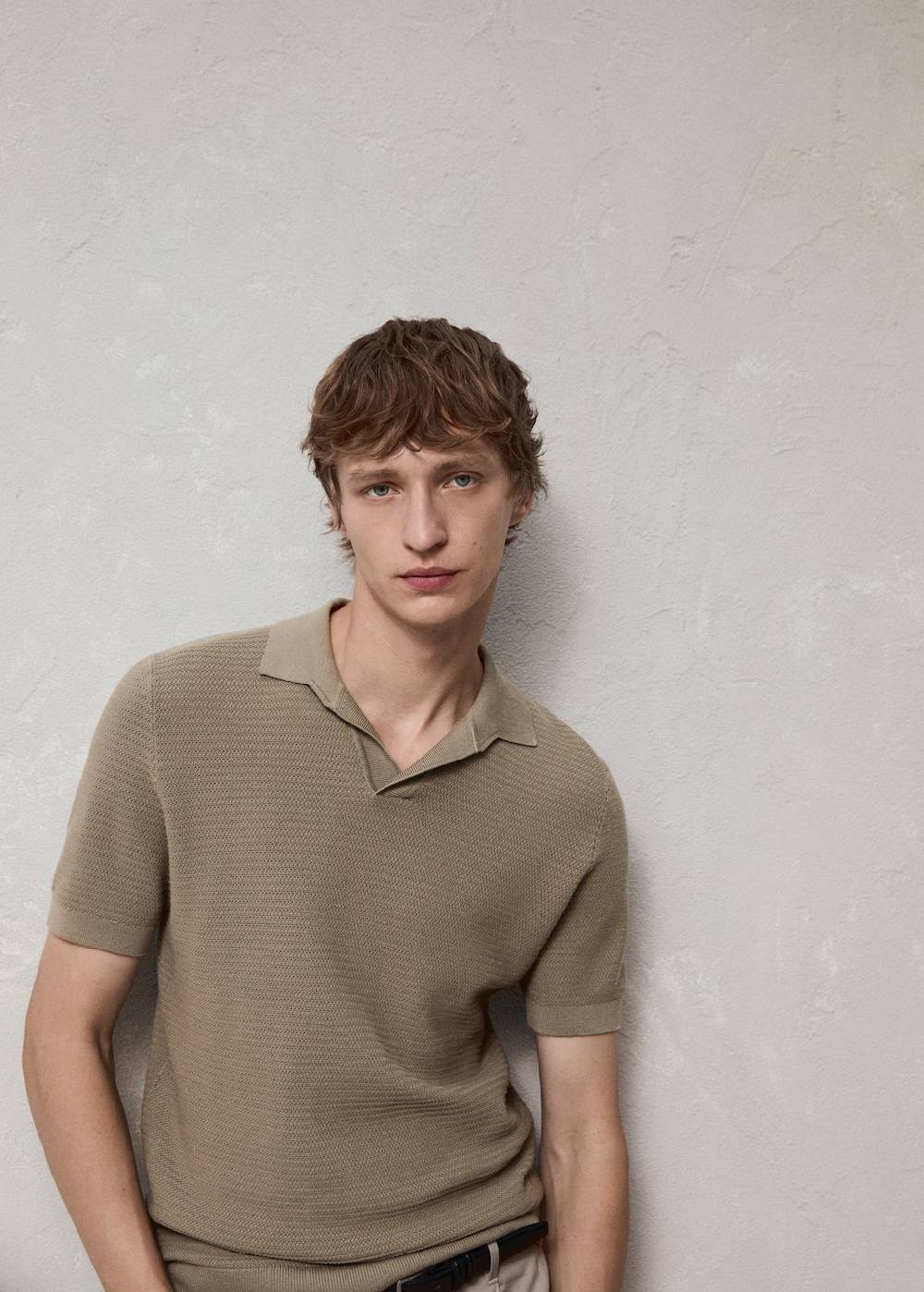 Mango Poloshirt aus Baumwolle mit Tencel in Flechtoptik Riesige Rabatte