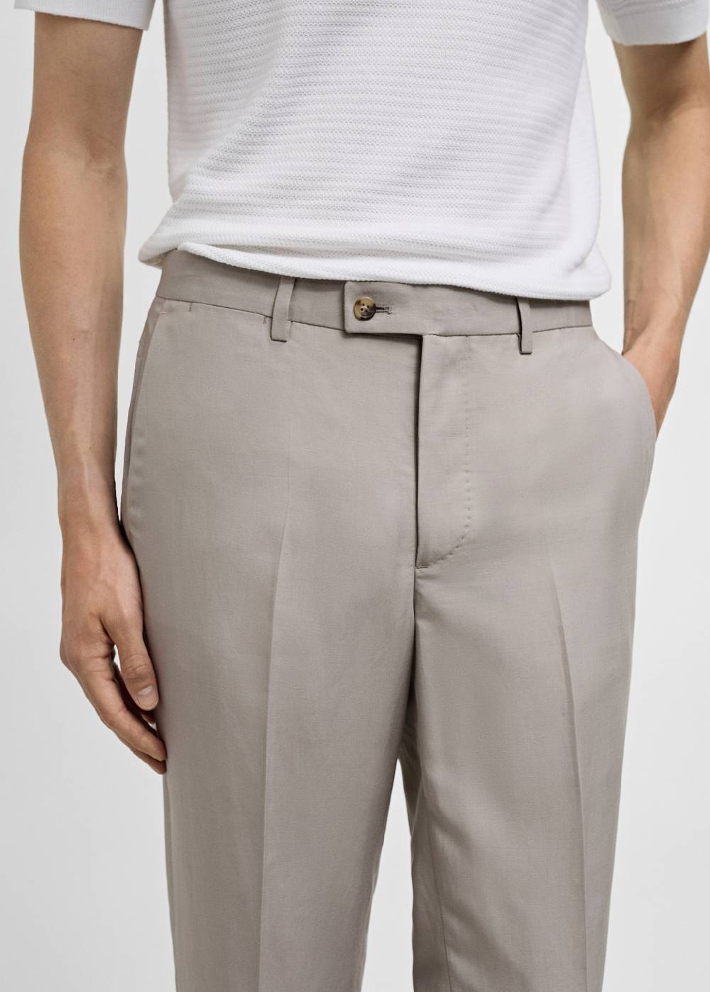Mango Slim Fit-Anzughose aus Leinenmix Schlussverkauf