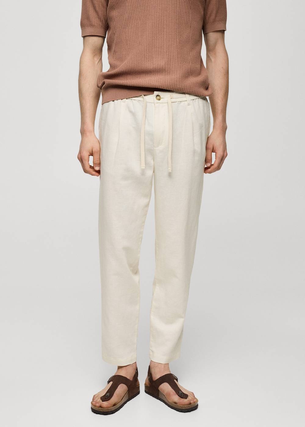 Mango Slim Fit-Leinenhose mit Kordel Günstiger Verkauf